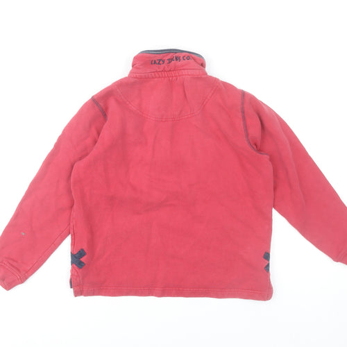 Lazy Jacks Boys Red 9-10 Years Half Zip Cotton Sweatshirt Jumper