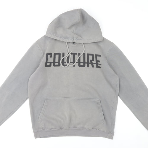 Fresh Couture Mens Grey Pullover Hoodie L Logo Print
