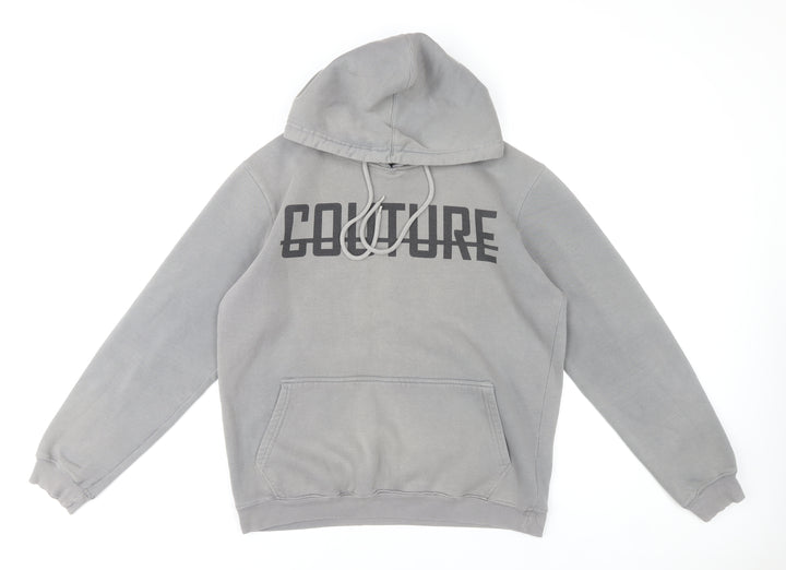 Fresh Couture Mens Grey Pullover Hoodie L Logo Print