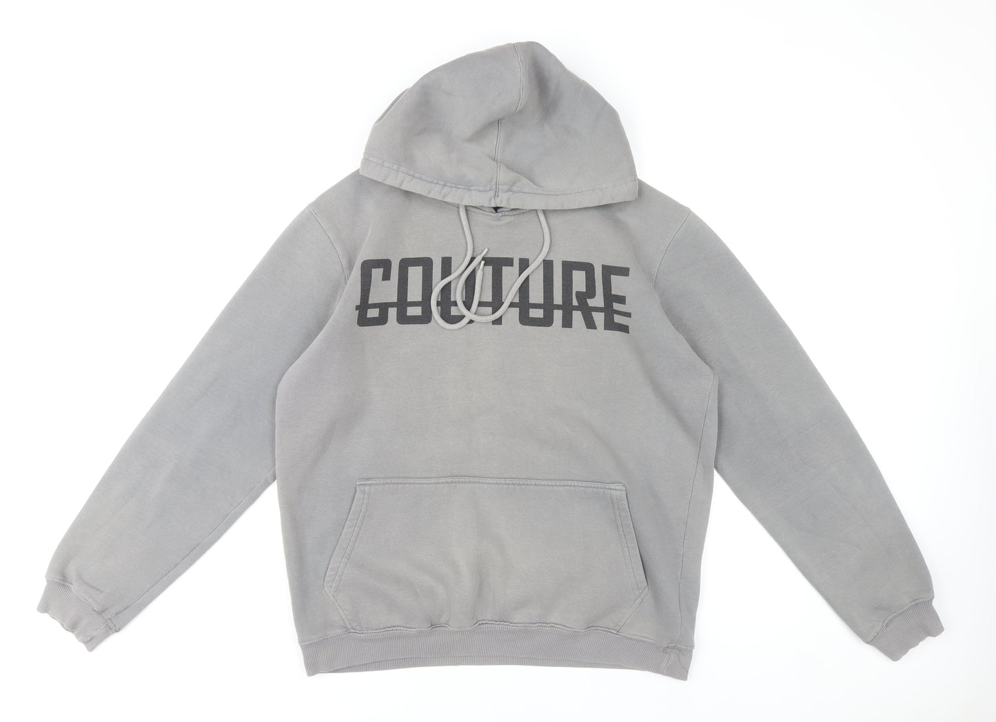 Fresh Couture Mens Grey Pullover Hoodie L Logo Print