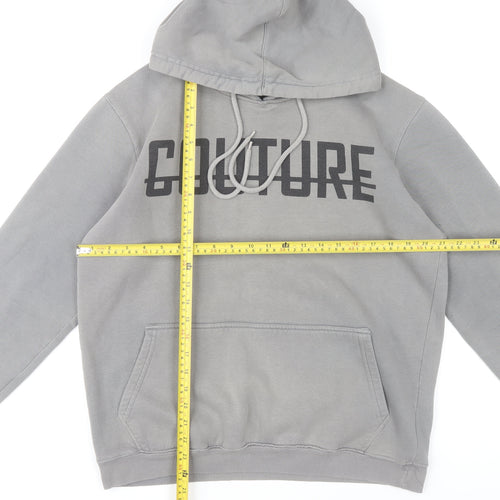 Fresh Couture Mens Grey Pullover Hoodie L Logo Print