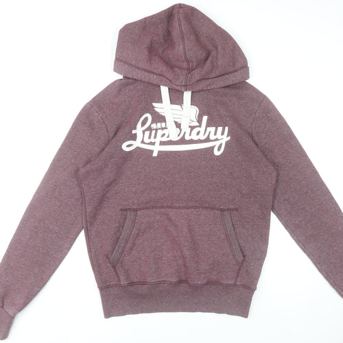 Superdry Men’s Purple Pullover Hoodie M Logo Graphic Cotton Blend