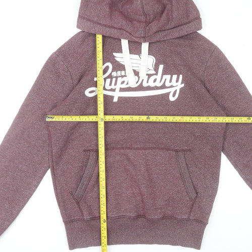 Superdry Men’s Purple Pullover Hoodie M Logo Graphic Cotton Blend