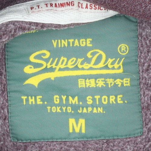 Superdry Men’s Purple Pullover Hoodie M Logo Graphic Cotton Blend