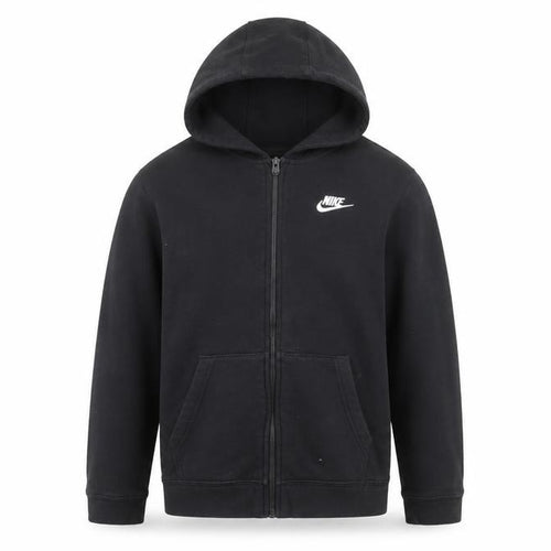 Nike Boys Black Full Zip Hoodie XL 158-170cm Cotton Blend Hooded Sweatshirt