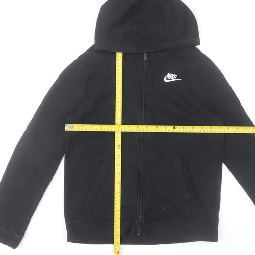 Nike Boys Black Full Zip Hoodie XL 158-170cm Cotton Blend Hooded Sweatshirt