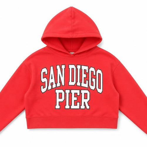 Zara Girls Red Pullover Hoodie 13-14 Years San Diego Pier Fleece Sweatshirt