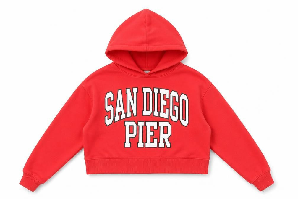 Zara Girls Red Pullover Hoodie 13-14 Years San Diego Pier Fleece Sweatshirt