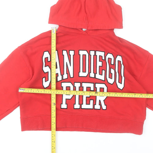 Zara Girls Red Pullover Hoodie 13-14 Years San Diego Pier Fleece Sweatshirt