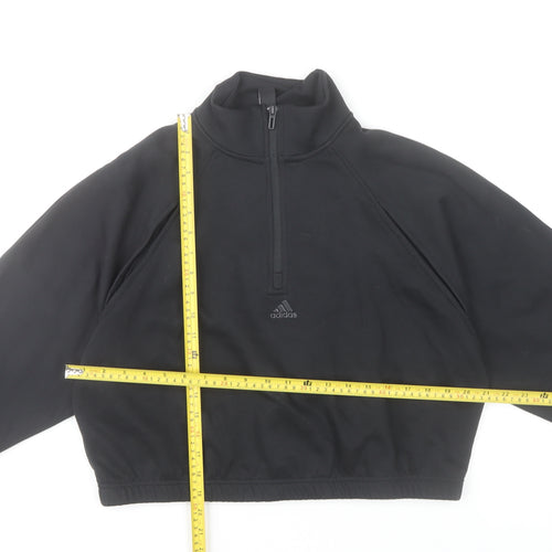 Adidas Womens Black Sweatshirt UK 8-10 Small 1/2 Zip Cotton Blend
