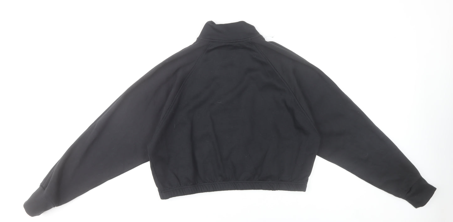 Adidas Womens Black Sweatshirt UK 8-10 Small 1/2 Zip Cotton Blend