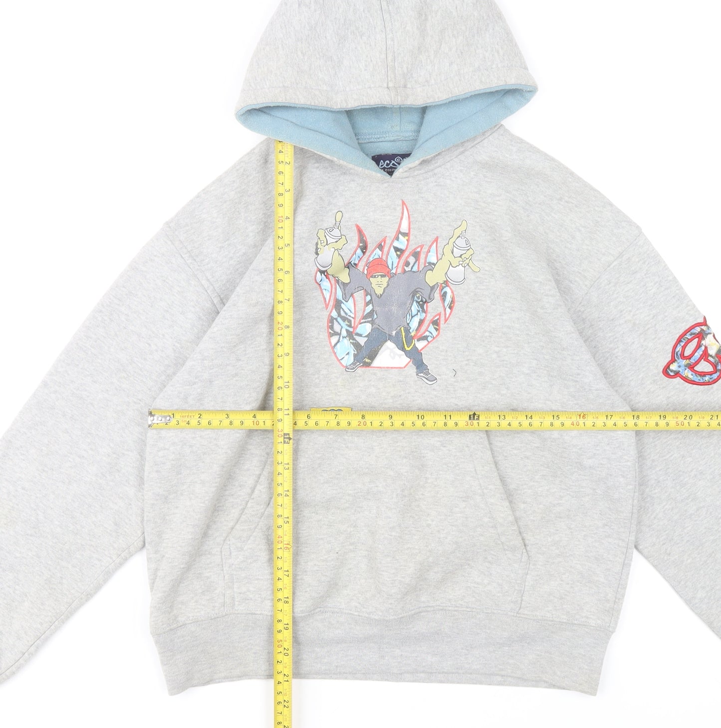 Eco Industries Boys Grey Pullover Hoodie XL Graphic Print Casual