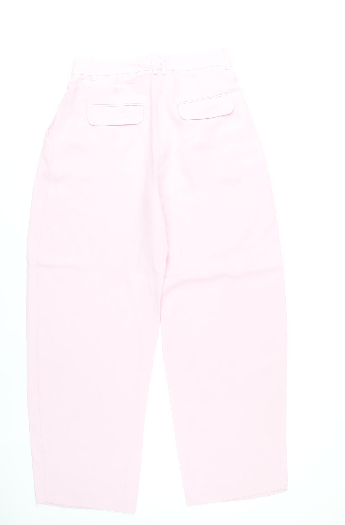 Zara Women Pink Pleated Chino Trousers Size M High Rise