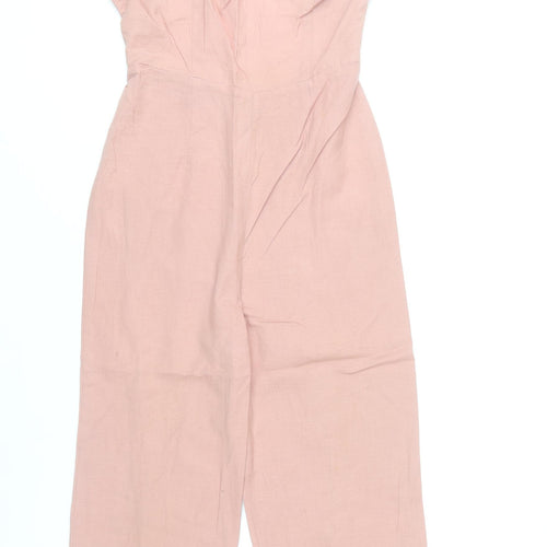 ASOS Women’s Pink Linen Cotton Strappy Jumpsuit Size 6