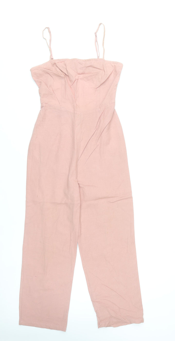 ASOS Women’s Pink Linen Cotton Strappy Jumpsuit Size 6
