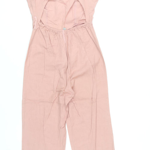 ASOS Women’s Pink Linen Cotton Strappy Jumpsuit Size 6