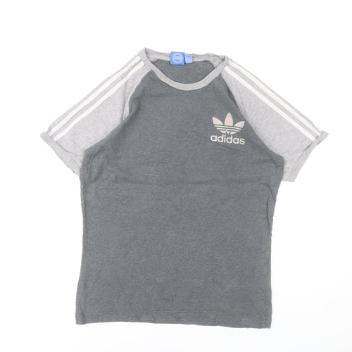 Adidas Men’s Grey Small Crew Neck Short Sleeve Cotton Sports T-Shirt