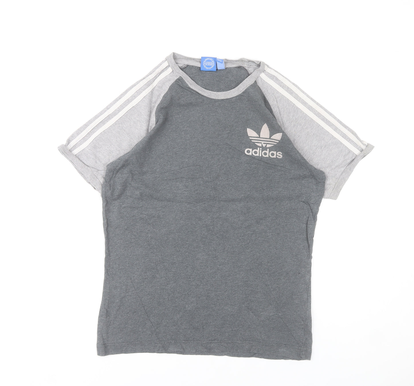 Adidas Men’s Grey Small Crew Neck Short Sleeve Cotton Sports T-Shirt