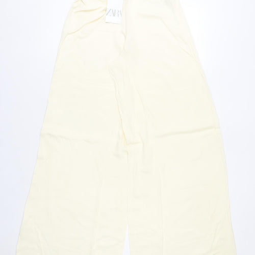 Zara Women’s Ivory Wide-Leg Viscose Trousers Size M
