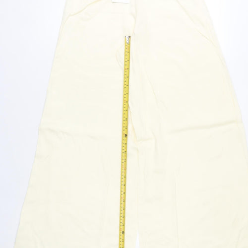 Zara Women’s Ivory Wide-Leg Viscose Trousers Size M
