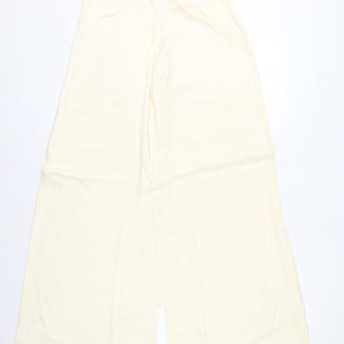 Zara Women’s Ivory Wide-Leg Viscose Trousers Size M