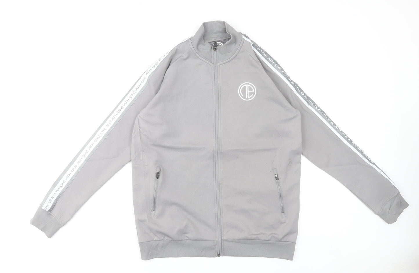 One Athletic Men Grey L Basic Zip Jacket Sports Casual