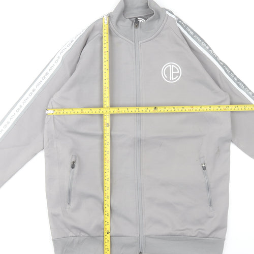 One Athletic Men Grey L Basic Zip Jacket Sports Casual
