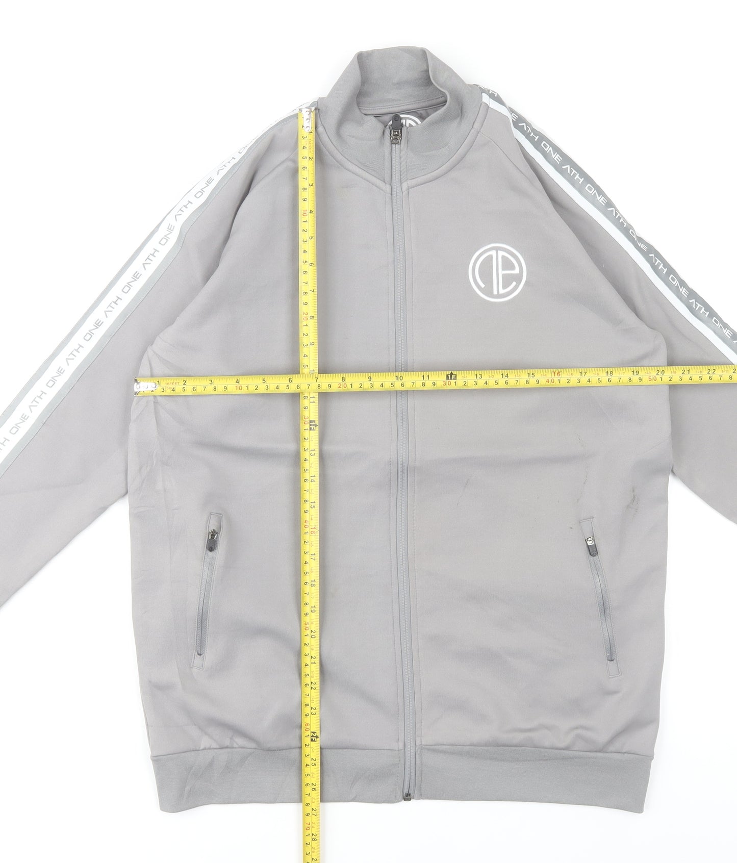 One Athletic Men Grey L Basic Zip Jacket Sports Casual