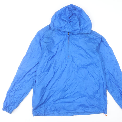 Decathlon Men’s Blue Polyester Windbreaker Jacket M L Hooded