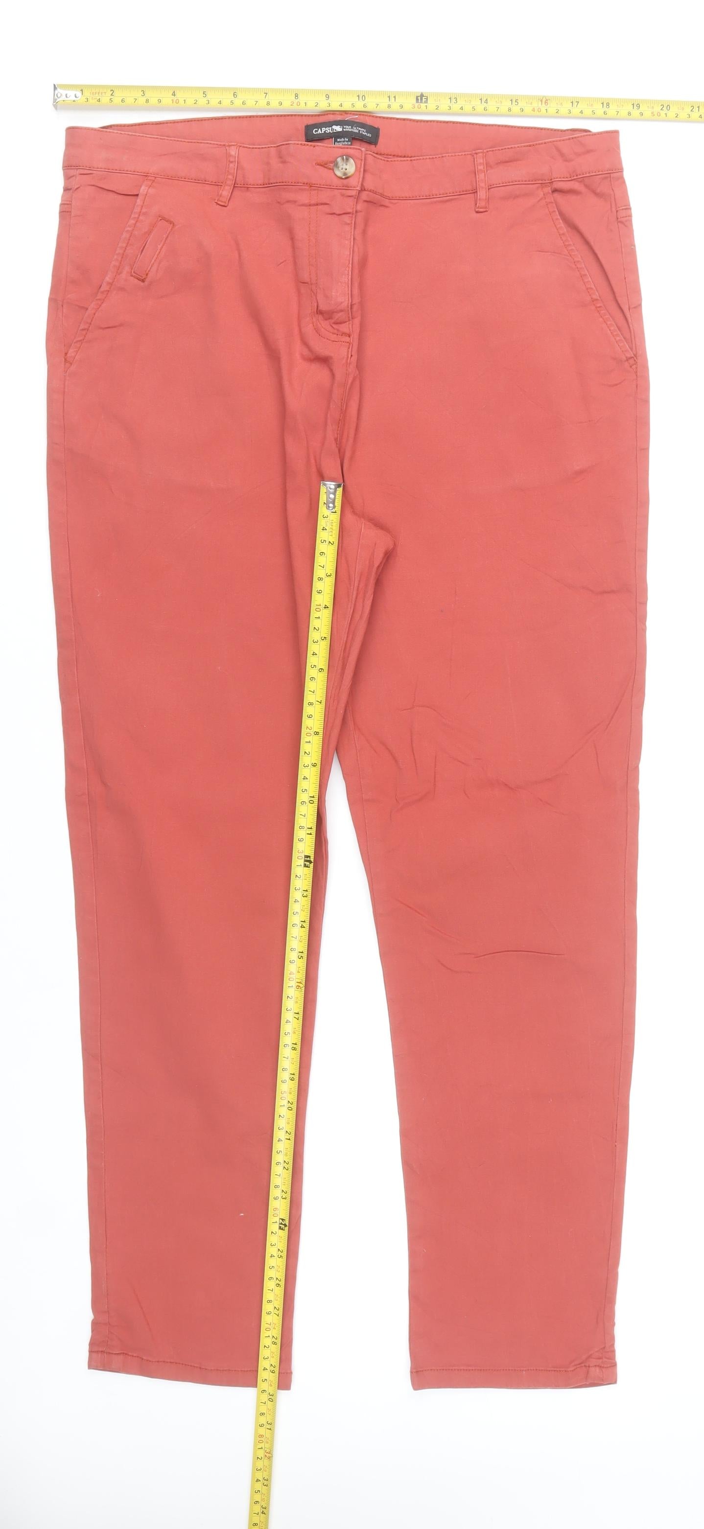 Capsule Womens Red Chino Trousers Size 18 Regular Fit Straight Leg