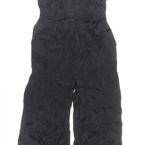 Zara Womens Black XS Sleeveless Wide-Leg Jumpsuit Viscose