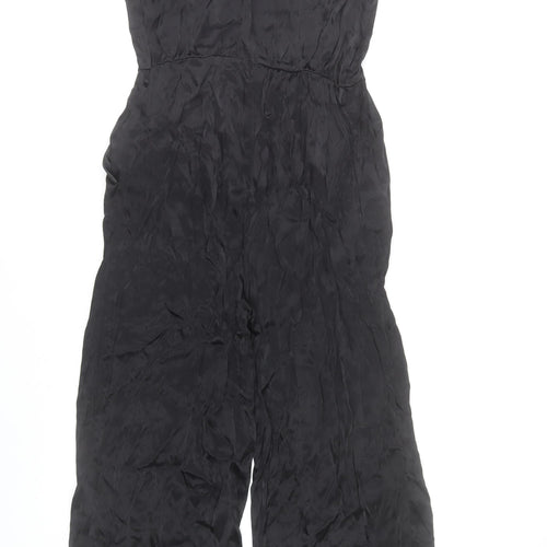 Zara Womens Black XS Sleeveless Wide-Leg Jumpsuit Viscose