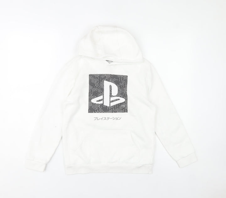 PlayStation Boys White Pullover Hoodie 10-11 Years Logo Graphic Gaming
