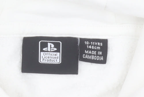 PlayStation Boys White Pullover Hoodie 10-11 Years Logo Graphic Gaming
