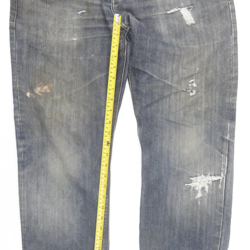 Next Men’s Blue Distressed Straight Fit Jeans Size W36 L31