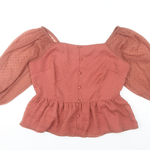 FabAlley Women’s Pink Blouse L Puff Sleeve Tunic Top