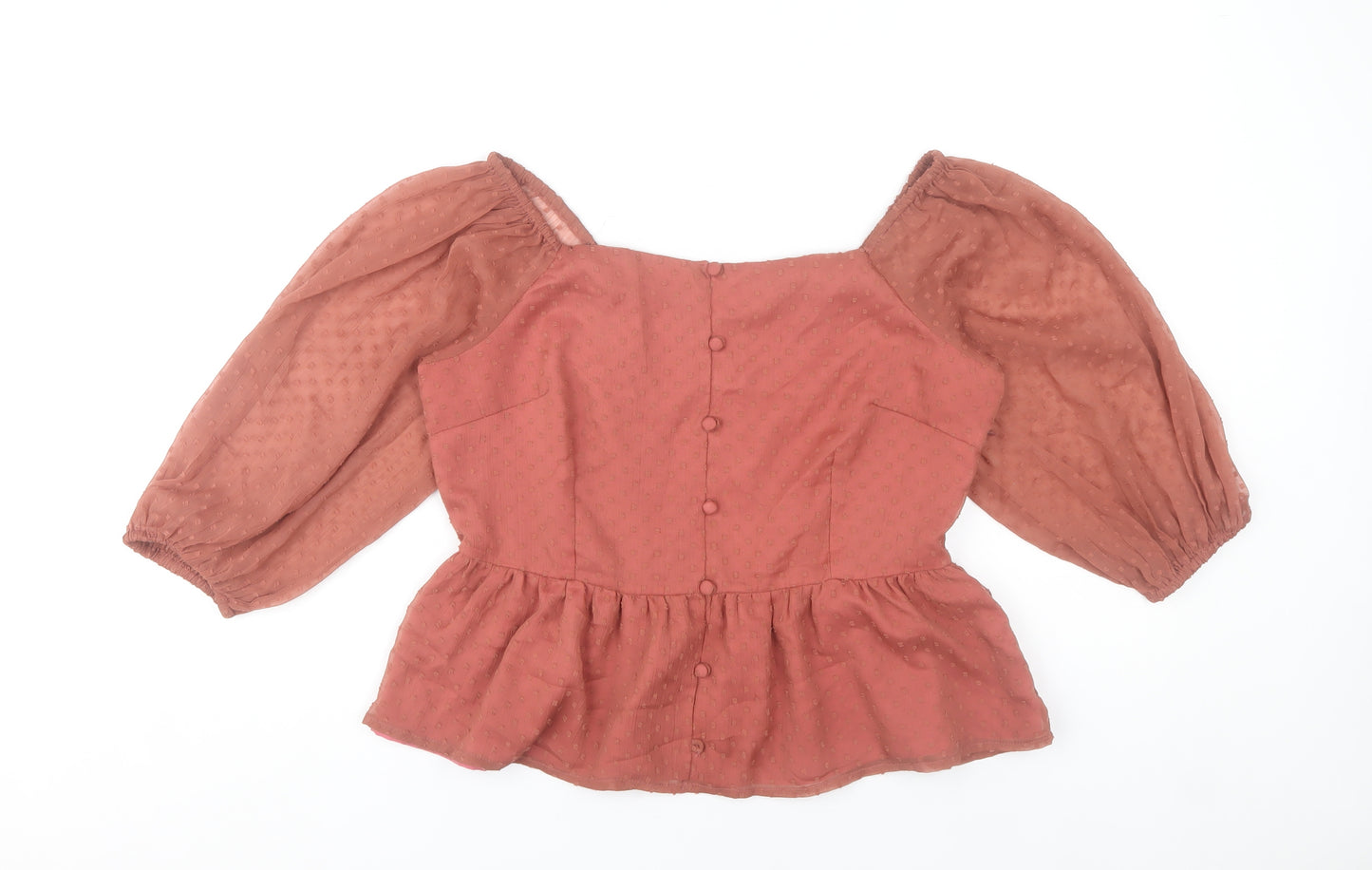 FabAlley Women’s Pink Blouse L Puff Sleeve Tunic Top