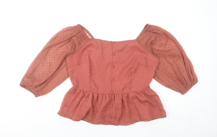 FabAlley Women’s Pink Blouse L Puff Sleeve Tunic Top