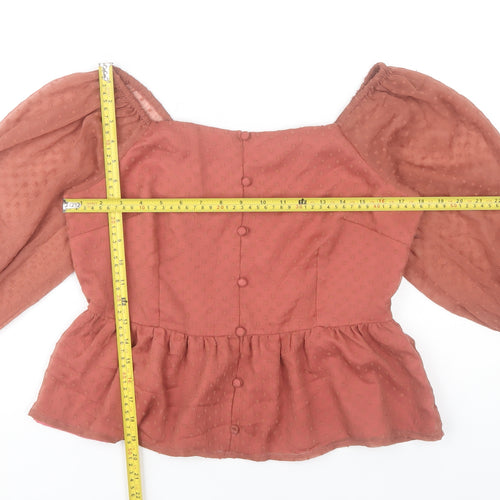 FabAlley Women’s Pink Blouse L Puff Sleeve Tunic Top
