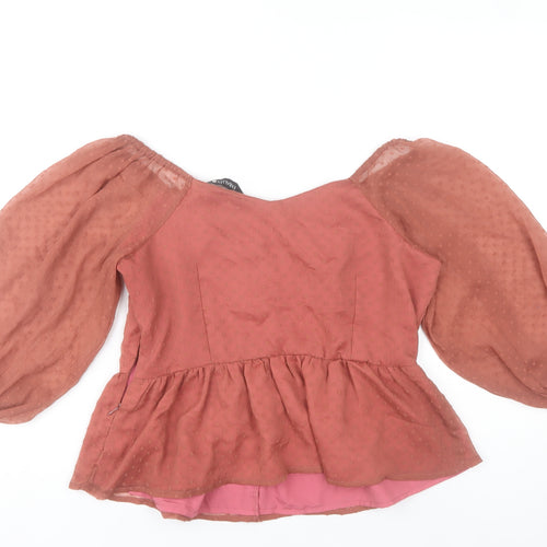 FabAlley Women’s Pink Blouse L Puff Sleeve Tunic Top
