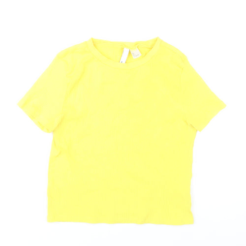 H&M Women’s Yellow Short Sleeve Basic Jersey T-Shirt Size L