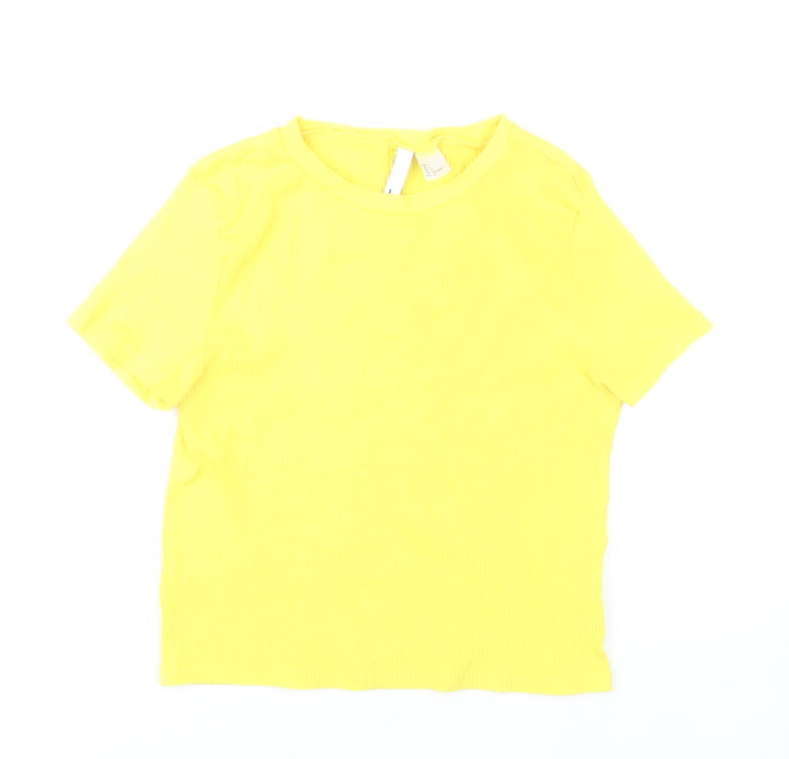 H&M Women’s Yellow Short Sleeve Basic Jersey T-Shirt Size L