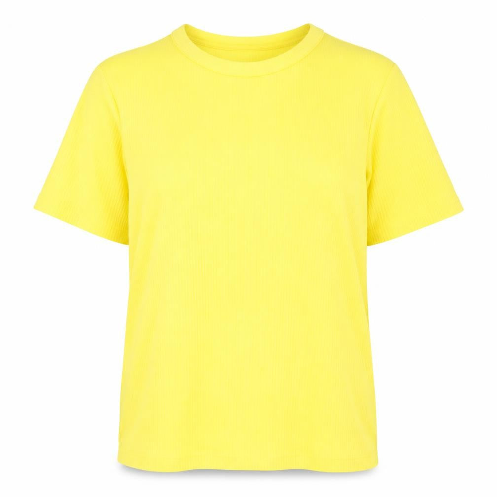 Front view of H&M Women’s Yellow Short Sleeve Basic Jersey T-Shirt, size L