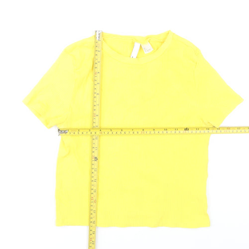 H&M Women’s Yellow Short Sleeve Basic Jersey T-Shirt Size L
