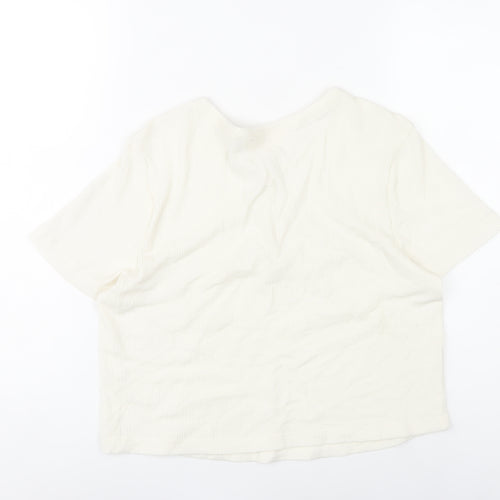 Marks and Spencer Womens Ivory Henley T-Shirt Size L Short Sleeve