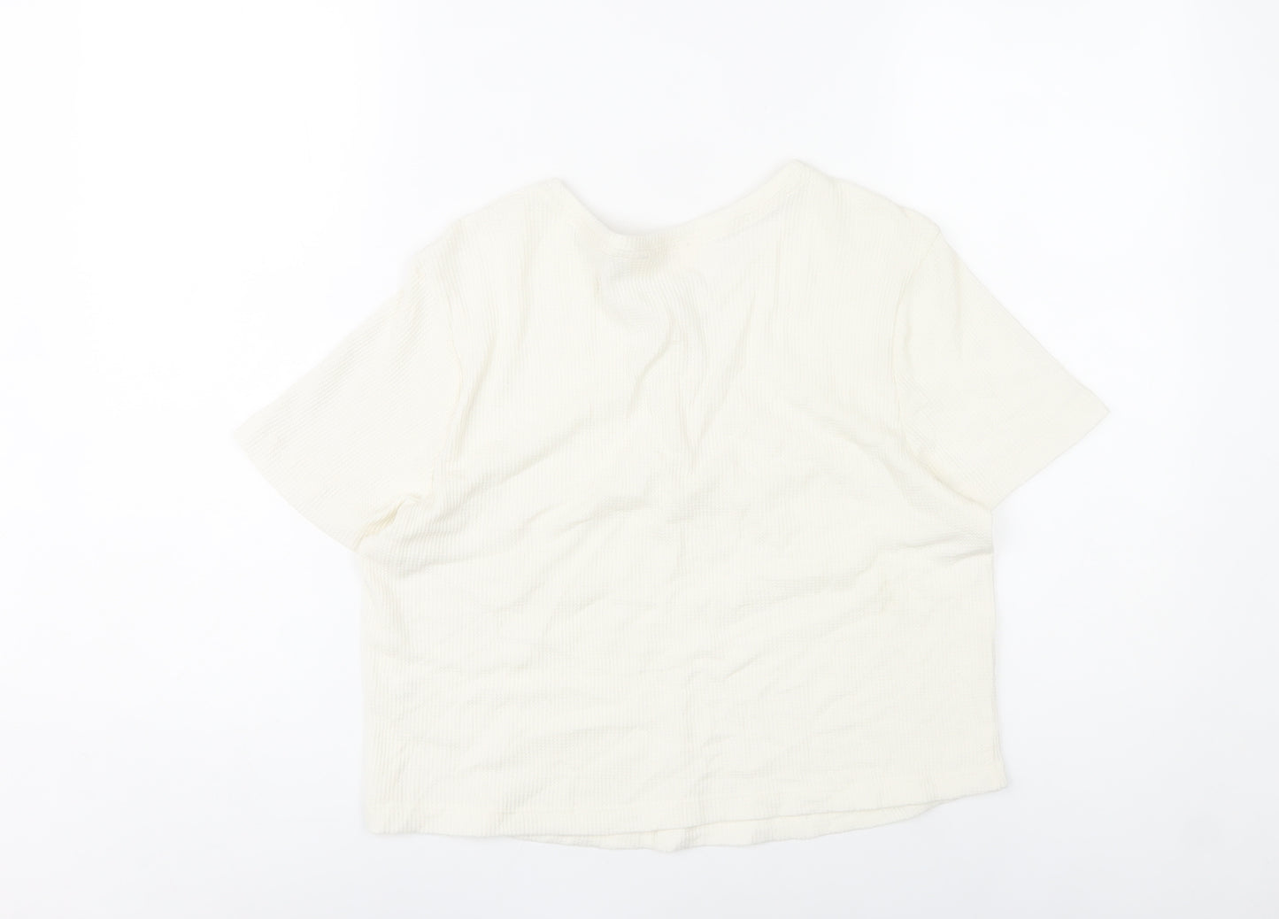 Marks and Spencer Womens Ivory Henley T-Shirt Size L Short Sleeve