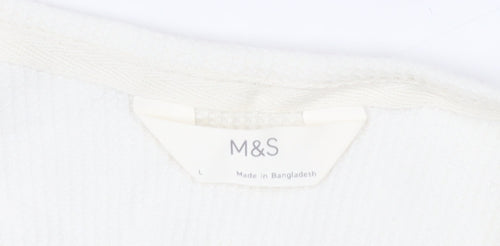 Marks and Spencer Womens Ivory Henley T-Shirt Size L Short Sleeve