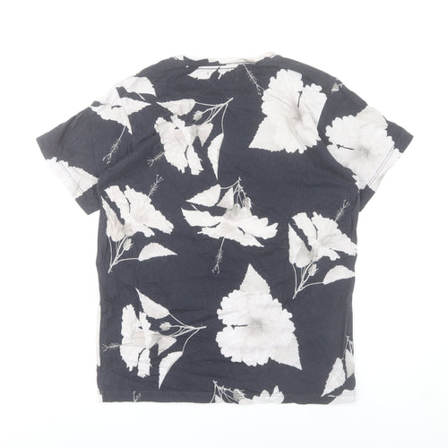 Reserva Mini Teens Black Floral Cotton Crew Neck T-Shirt Size 14