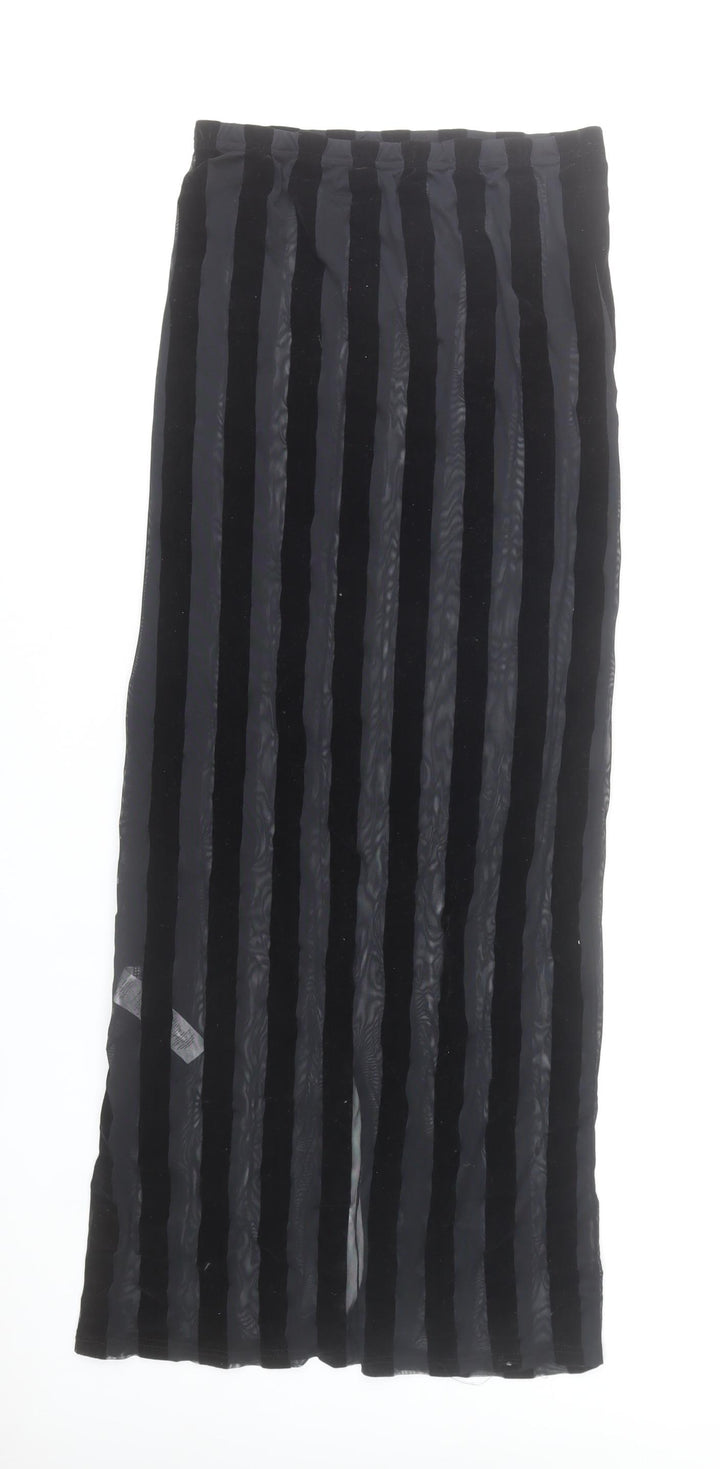 PrettyLittleThing Women’s Black Size 8 Long Stripe Pencil Skirt