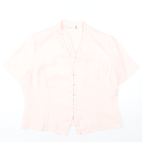 Country Casuals Women Pink Size 16 Blouse Short Sleeve V-Neck